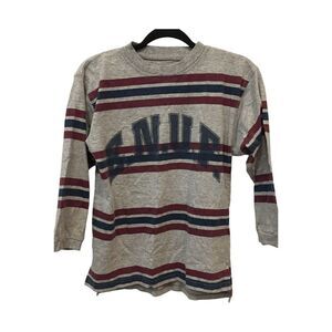 Enuf Internationale Shirt‎ Gray Striped Womens Size M 3/4 Sleeve Vintage Cotton